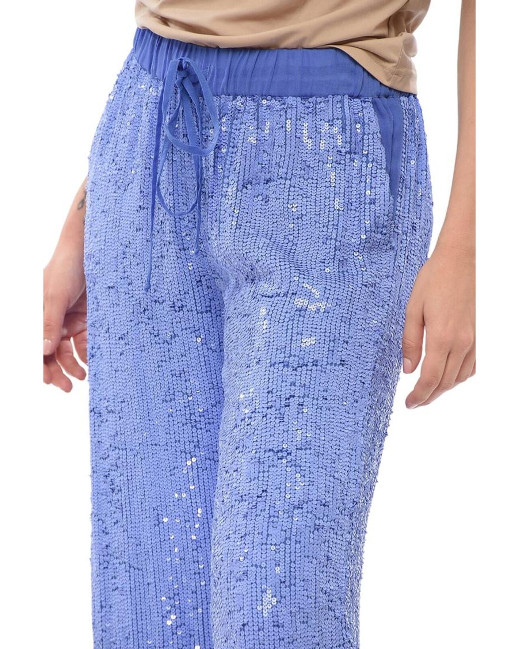 P.A.R.O.S.H. Blue Straight Drawstring Trousers