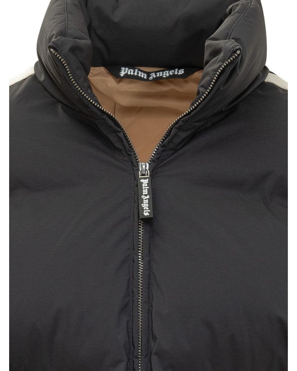 Palm Angels Gray Solid Mock Collar Jacket for men