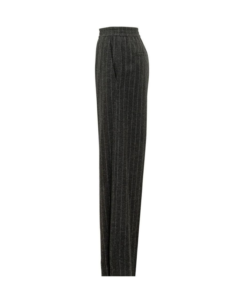 Brunello Cucinelli Black Relaxed Stripes Elasticated Pants