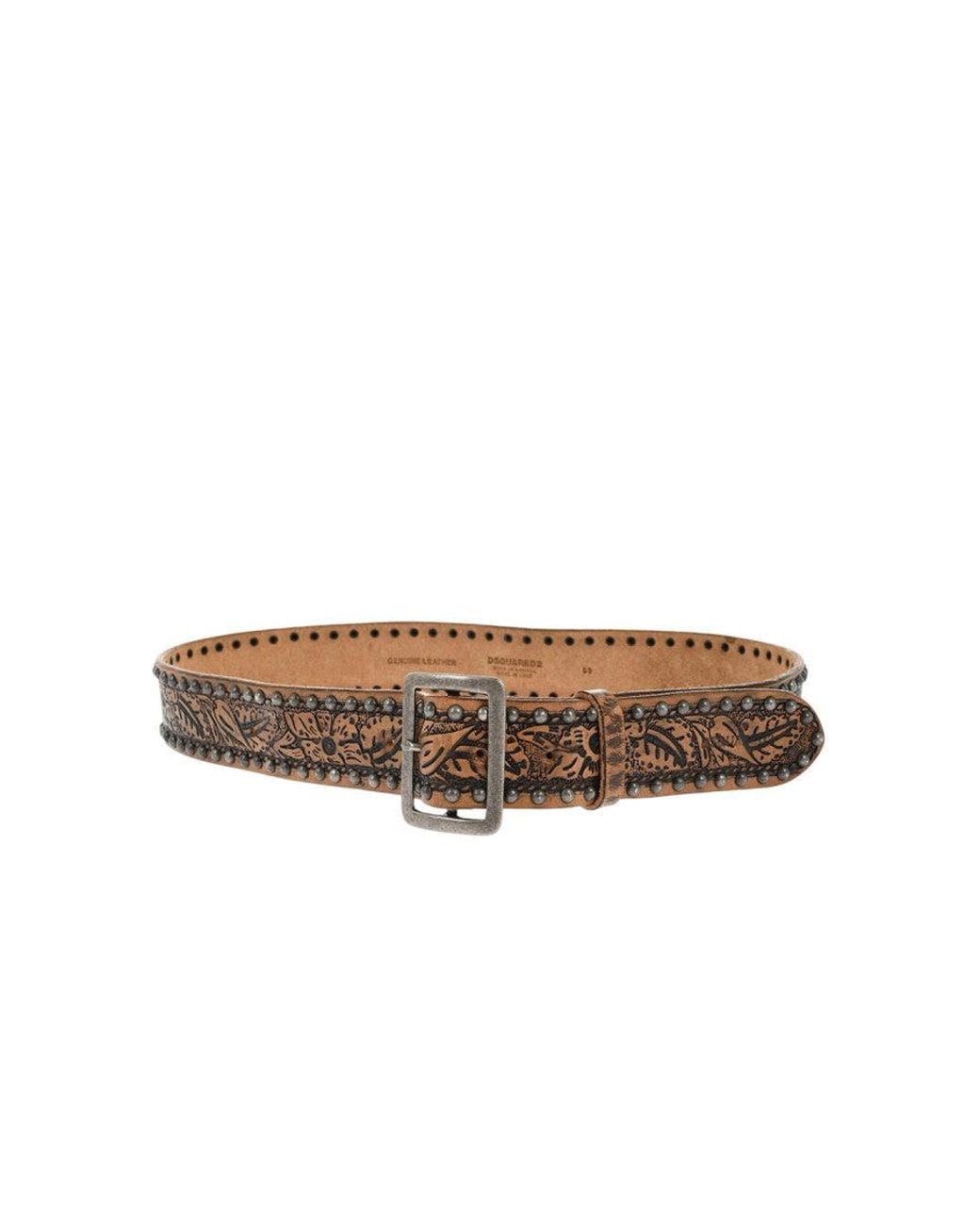 DSquared² Brown Flower Fever Embellished Belt