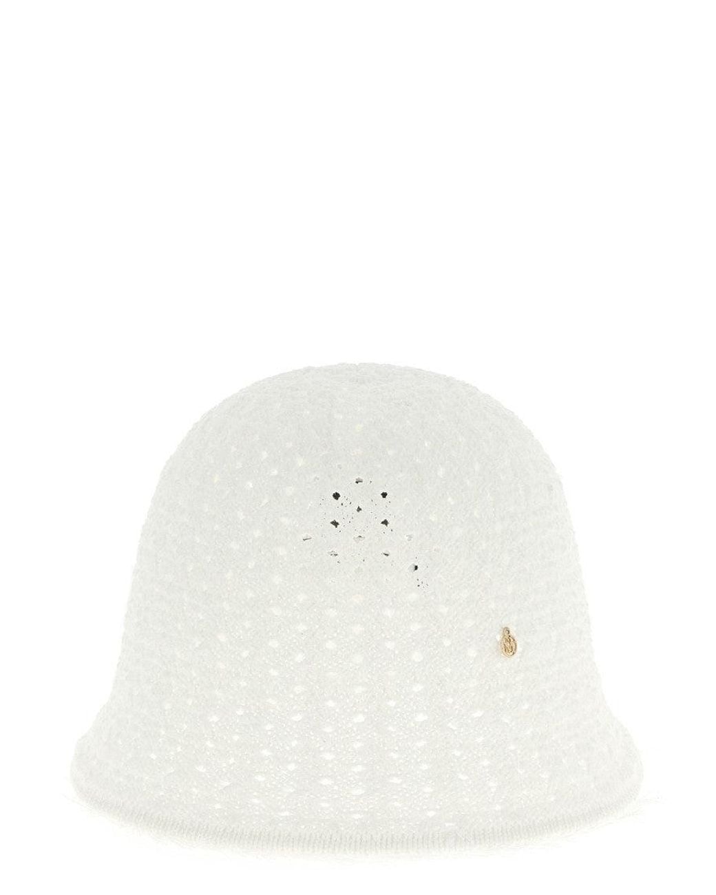 Maison Michel White Lison Knitted Bucket Hat