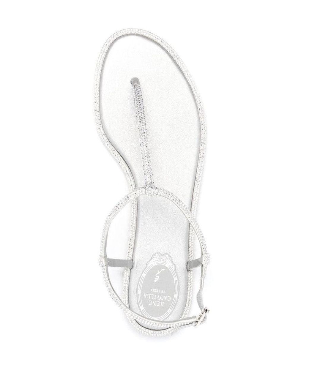 Rene Caovilla White Crystal Sandals