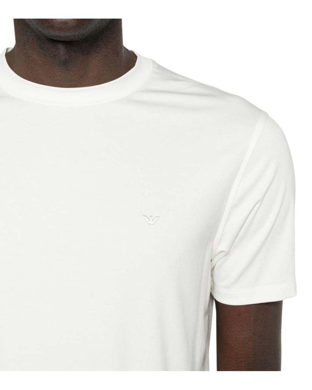 Emporio Armani White Solid Crew Neck T-Shirt for men
