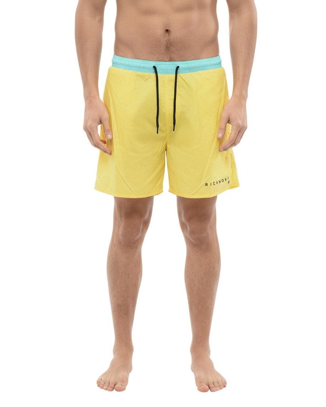 John Richmond Yellow Drawstring Swim Shorts for men
