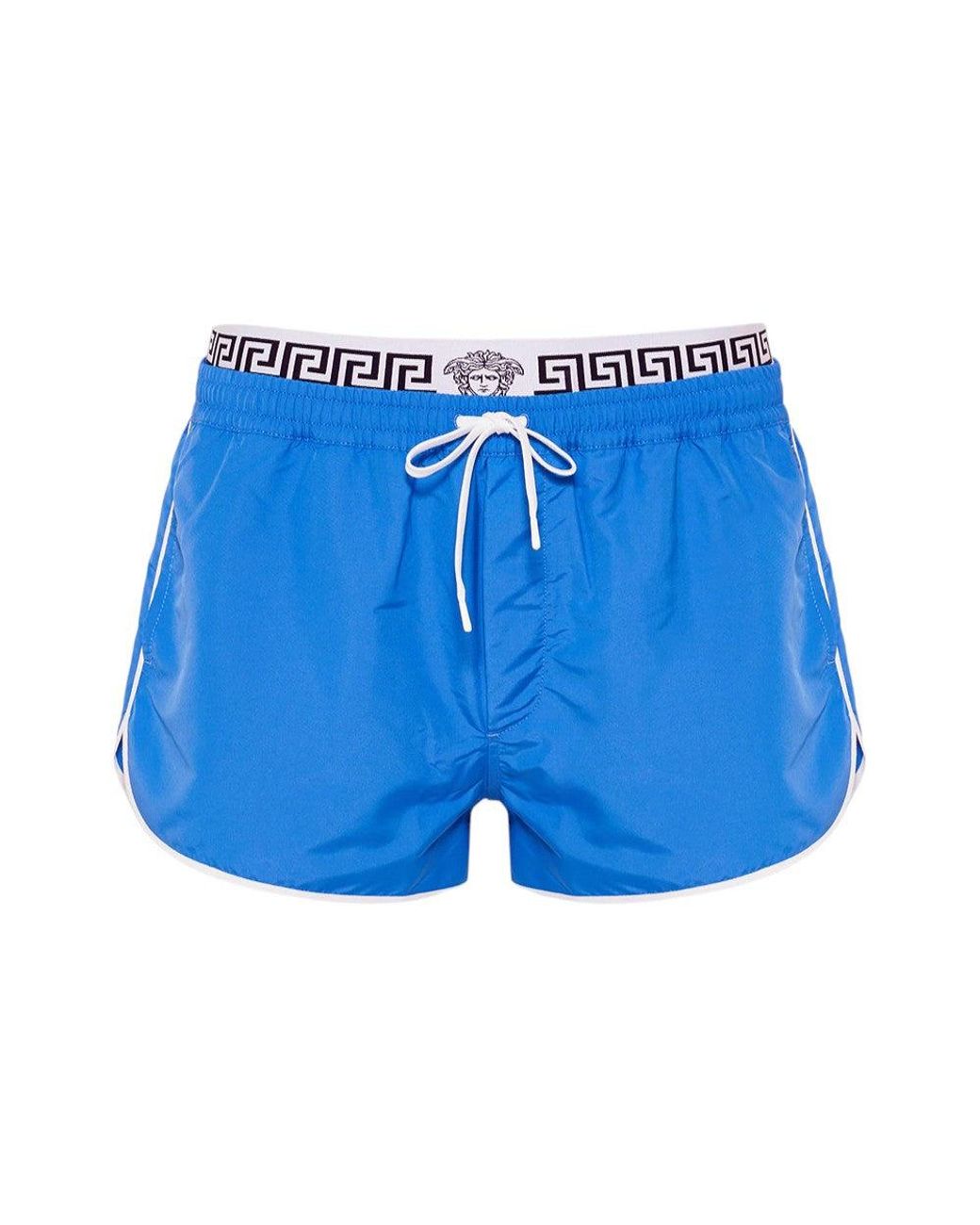 Versace Blue Logo Band Swim Shorts for men