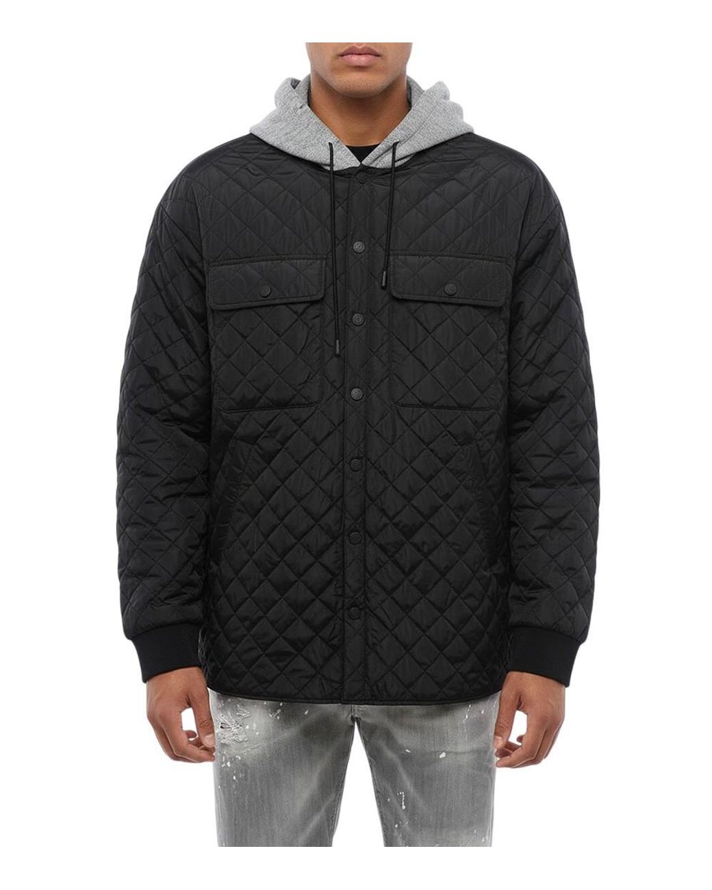 DSquared² Black Quilted Hood Jacket for men