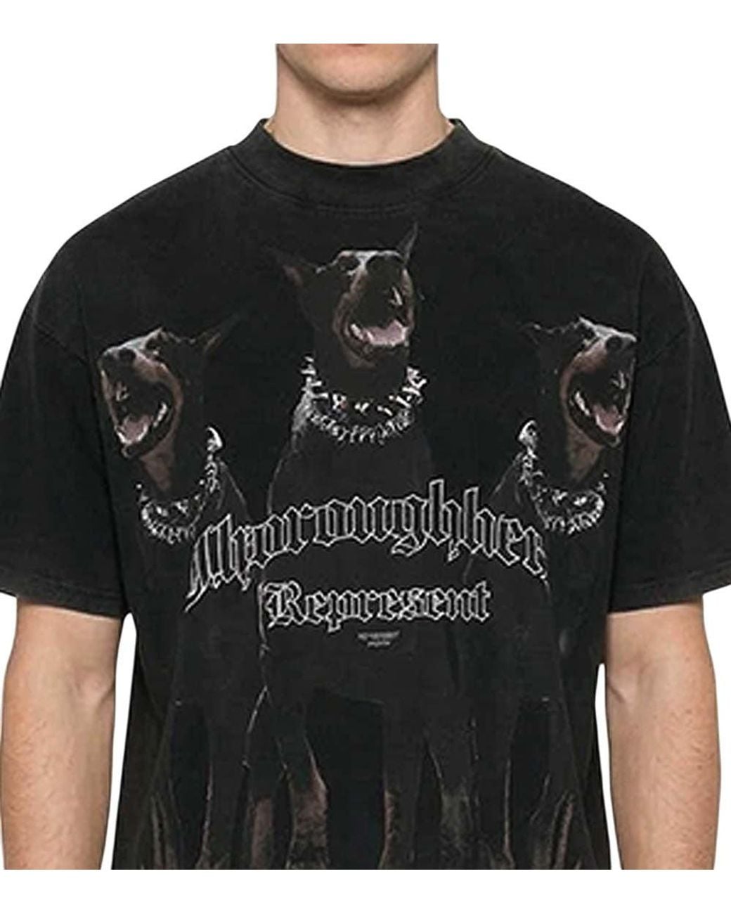 Represent Black Crew Neck T-Shirt for men