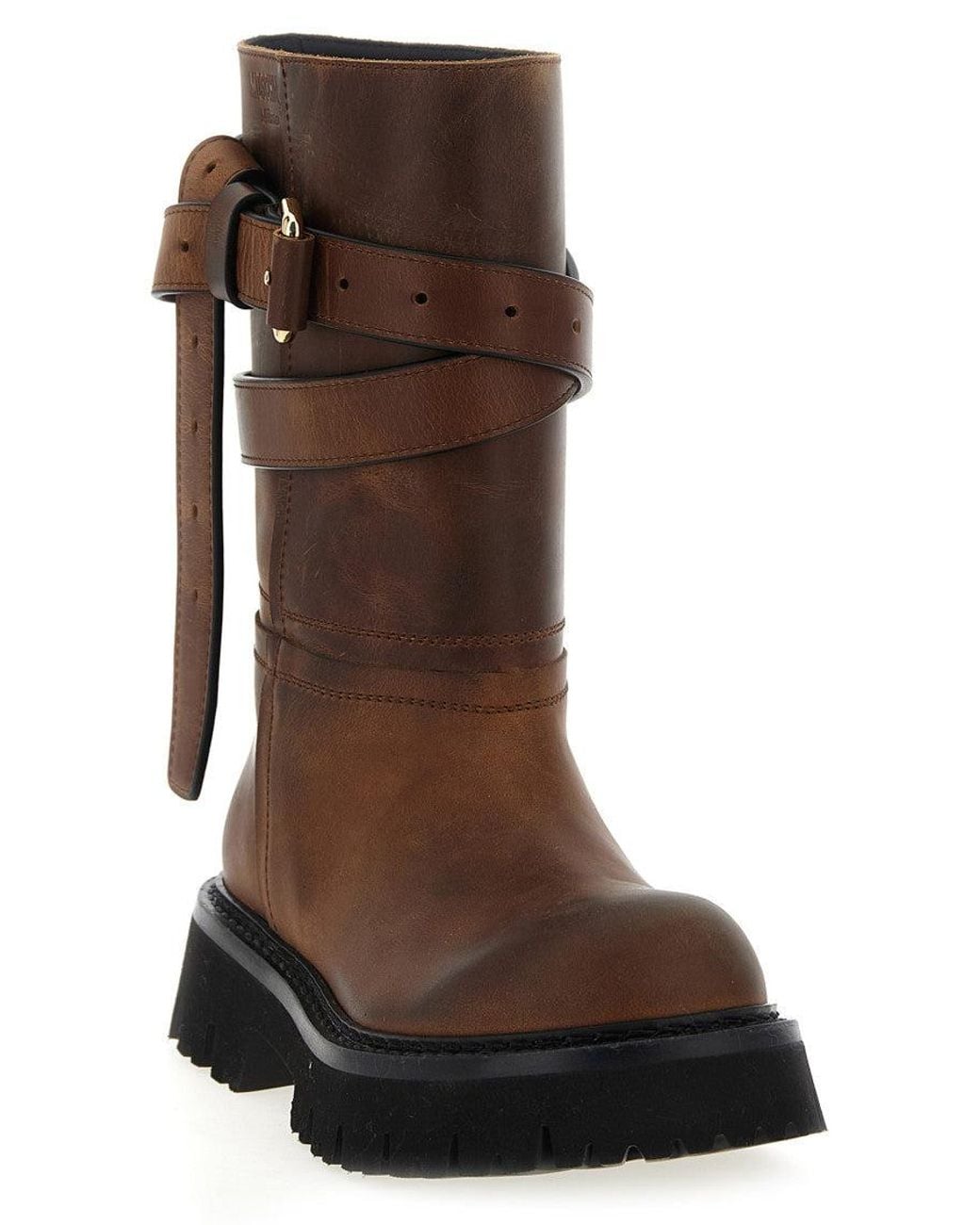 Moschino Brown Round Toe Boots