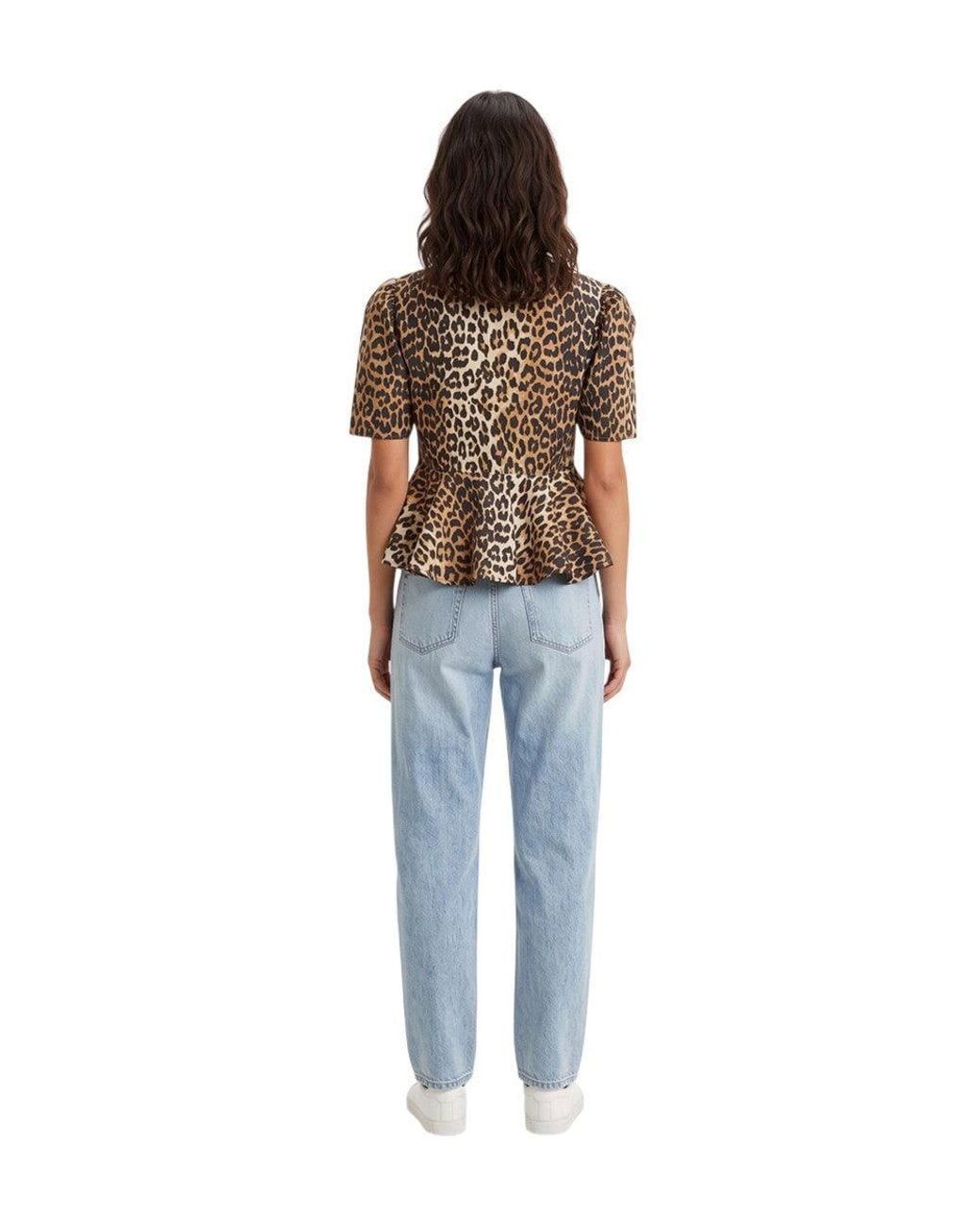 Ganni Blue Scoop Neck Top