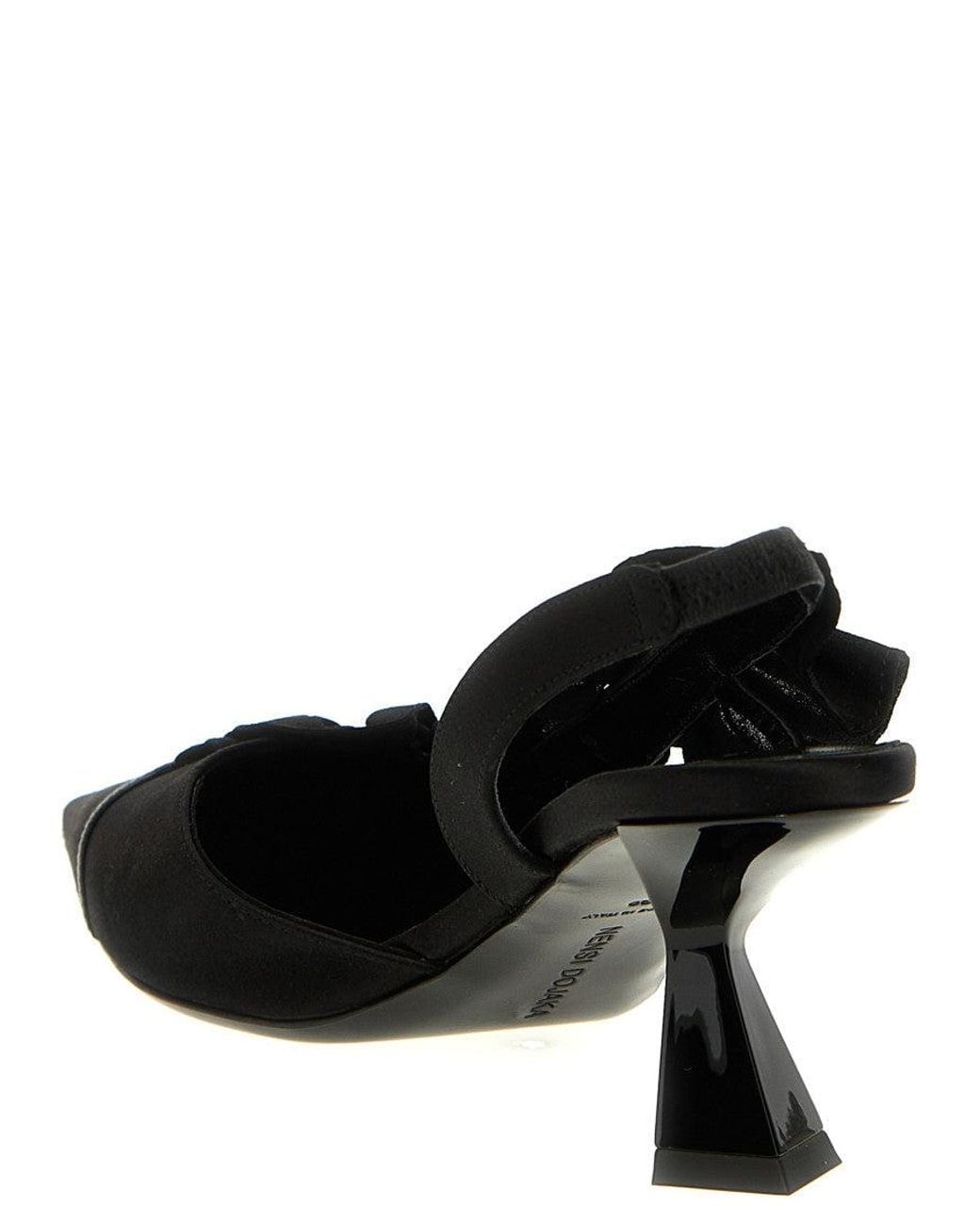 Nensi Dojaka Black Slingback Ruffles Heels