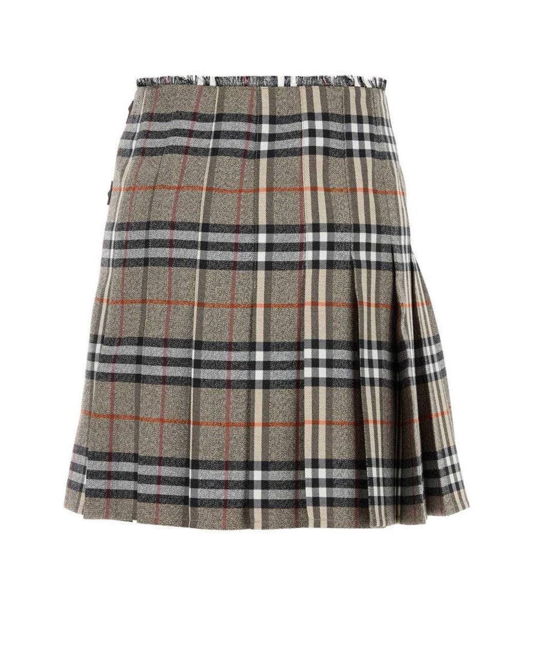 Burberry Gray Embroidered Wool Skirt