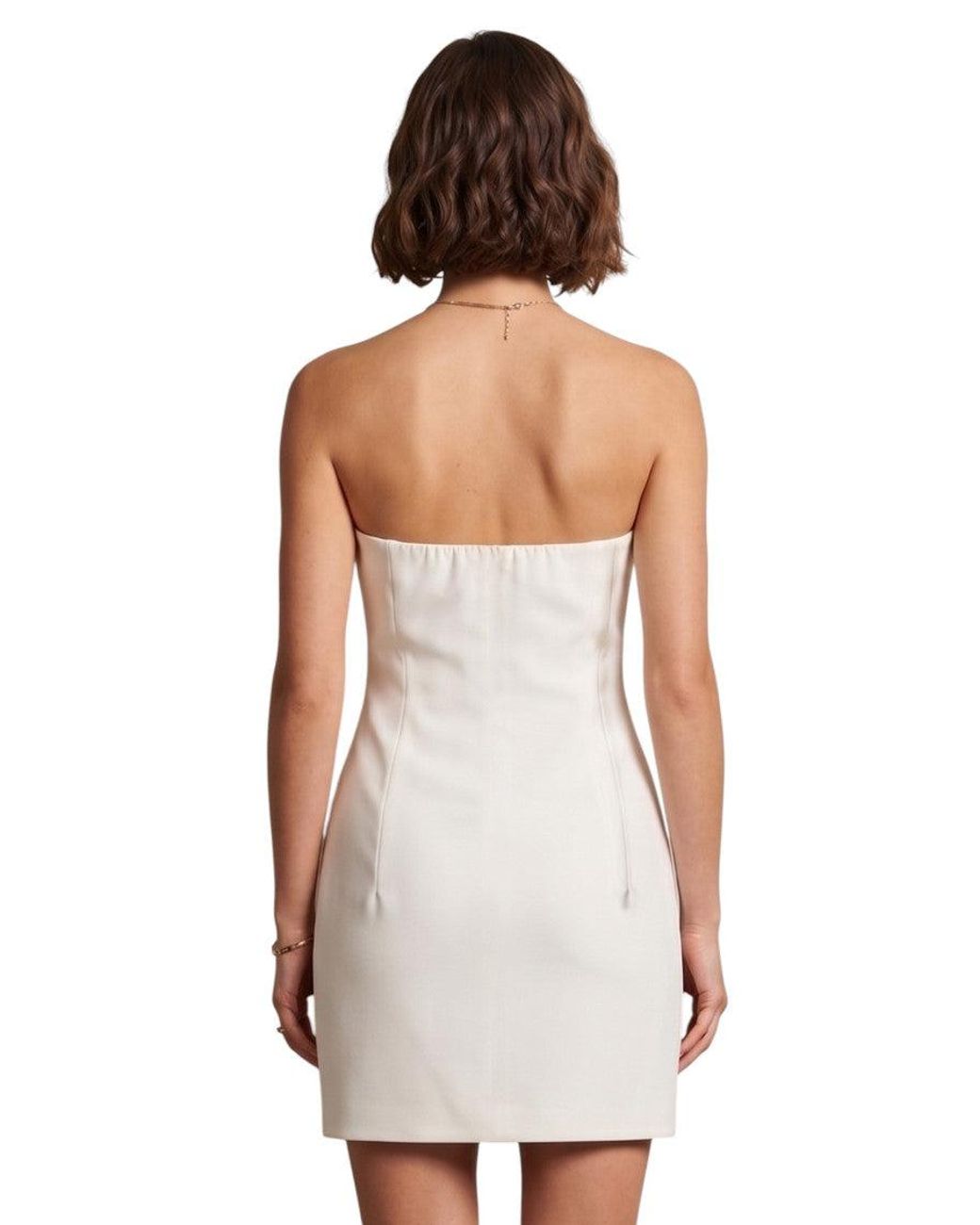 The Attico White Embellished Strapless Mini Dress
