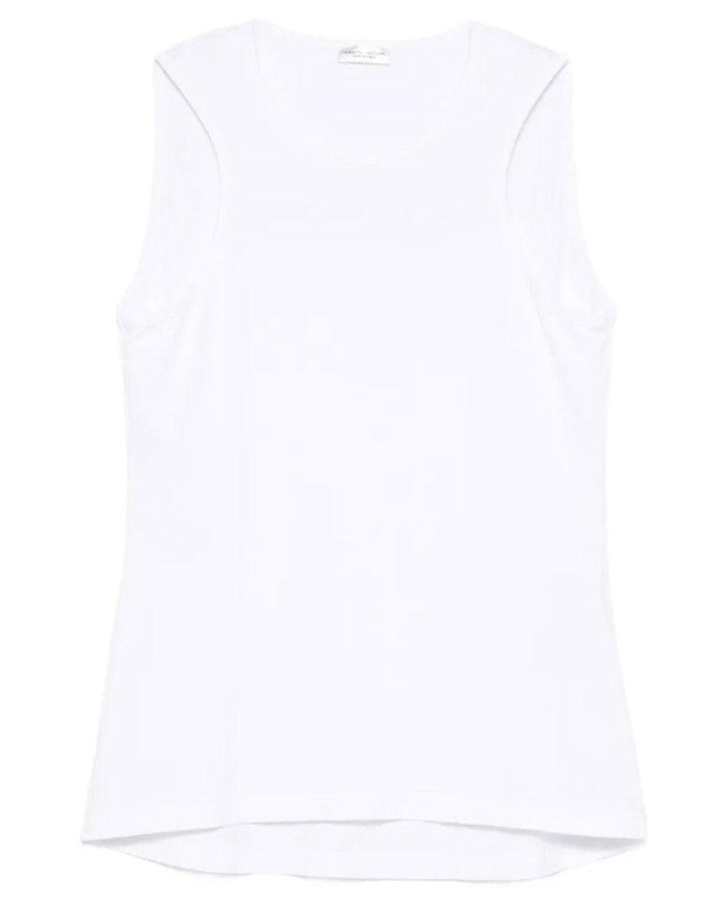 Roberto Collina White Solid Round Neck Top