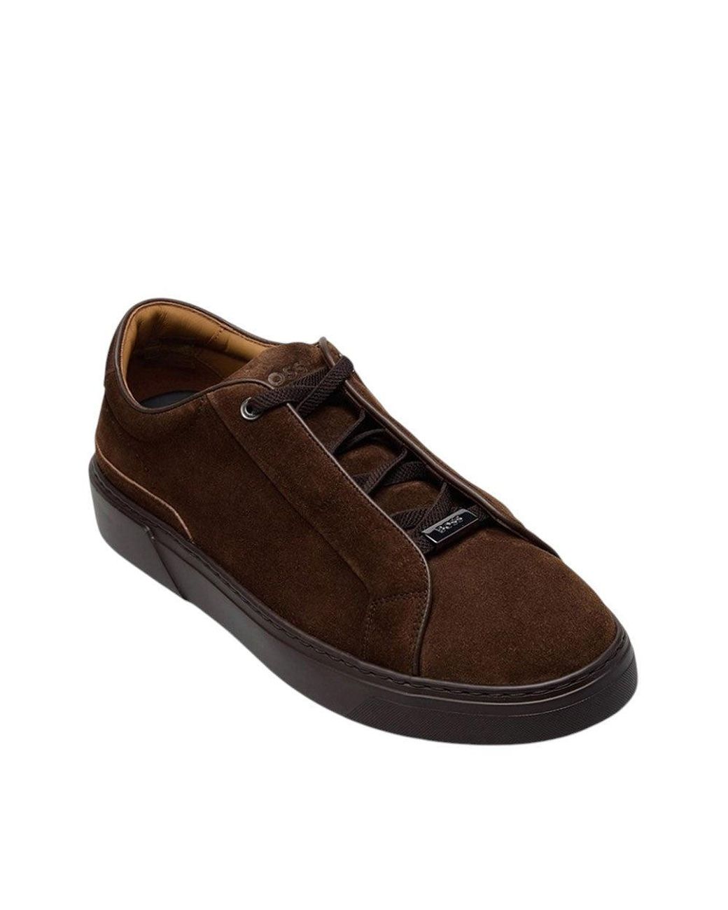Boss Brown Lace-Up Sneakers for men