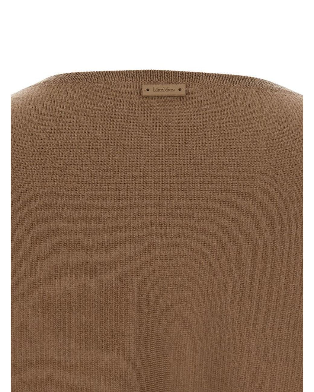 Max Mara Brown Solid Crew Neck Sweater