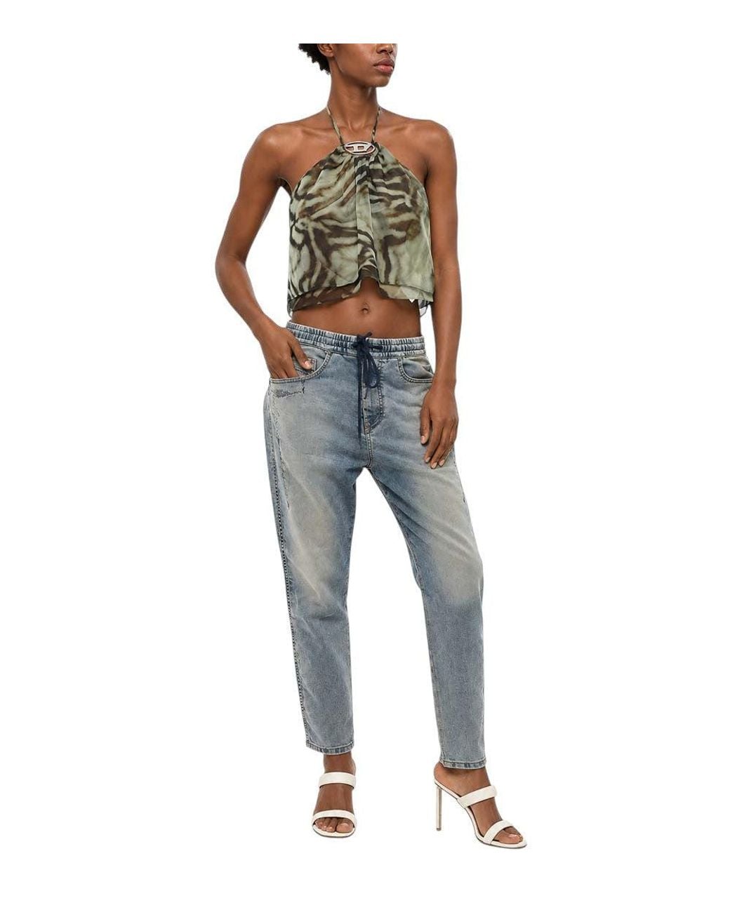 DIESEL Green Animal Print Top