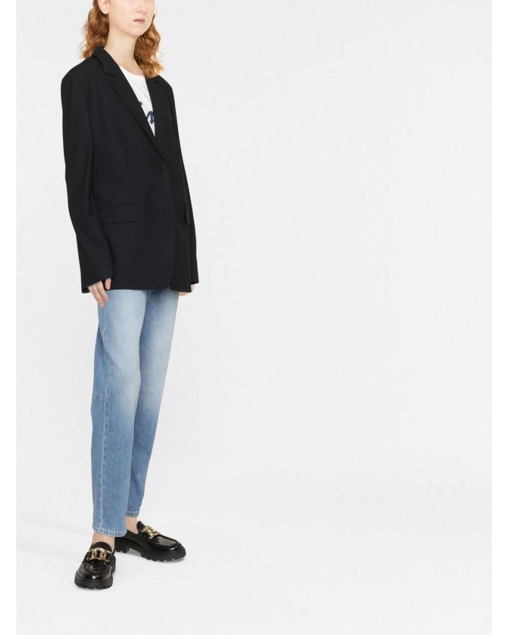 Closed Black Wool Blend Double-Breasted Jacket