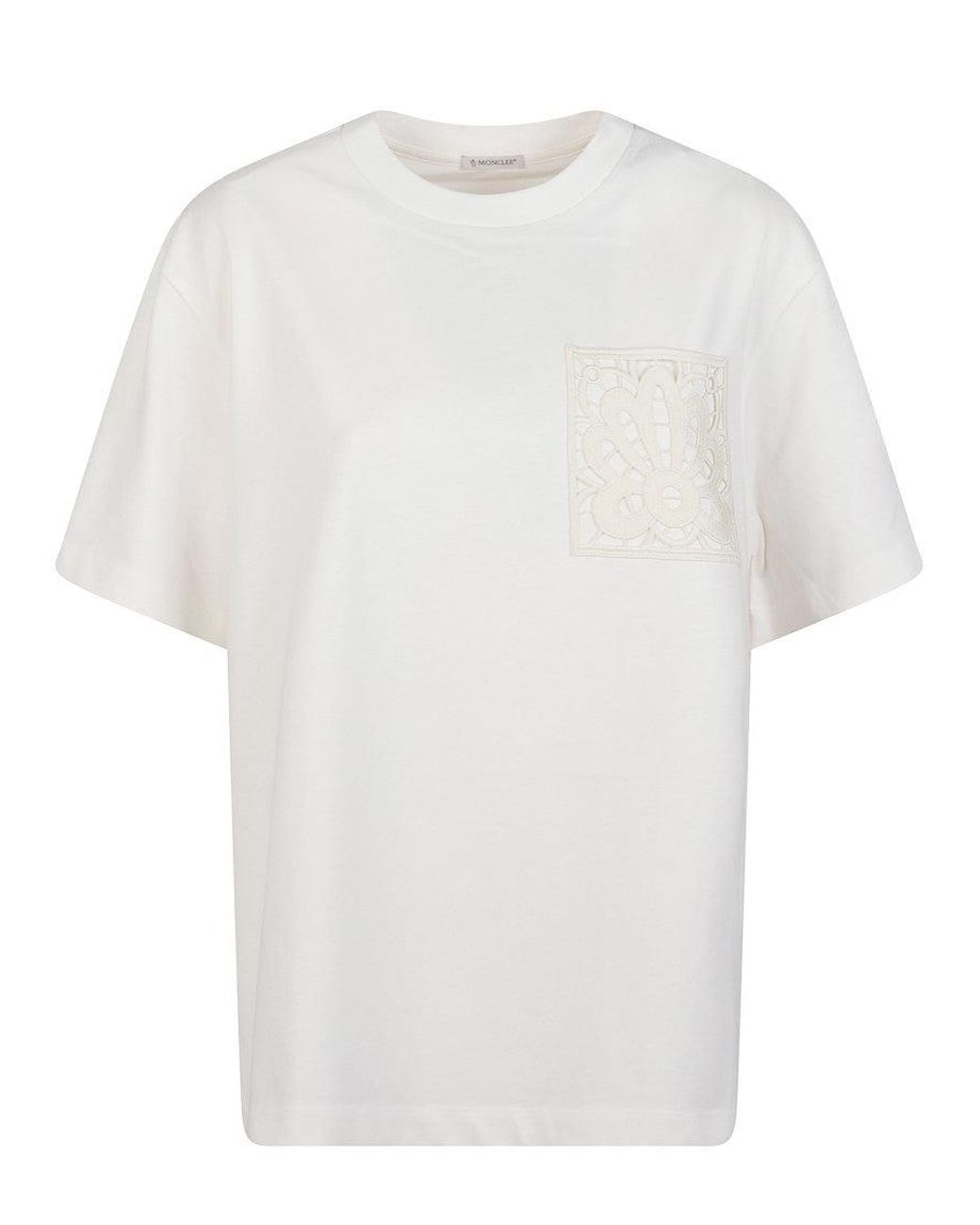Moncler White Solid Crew Neck T-Shirt