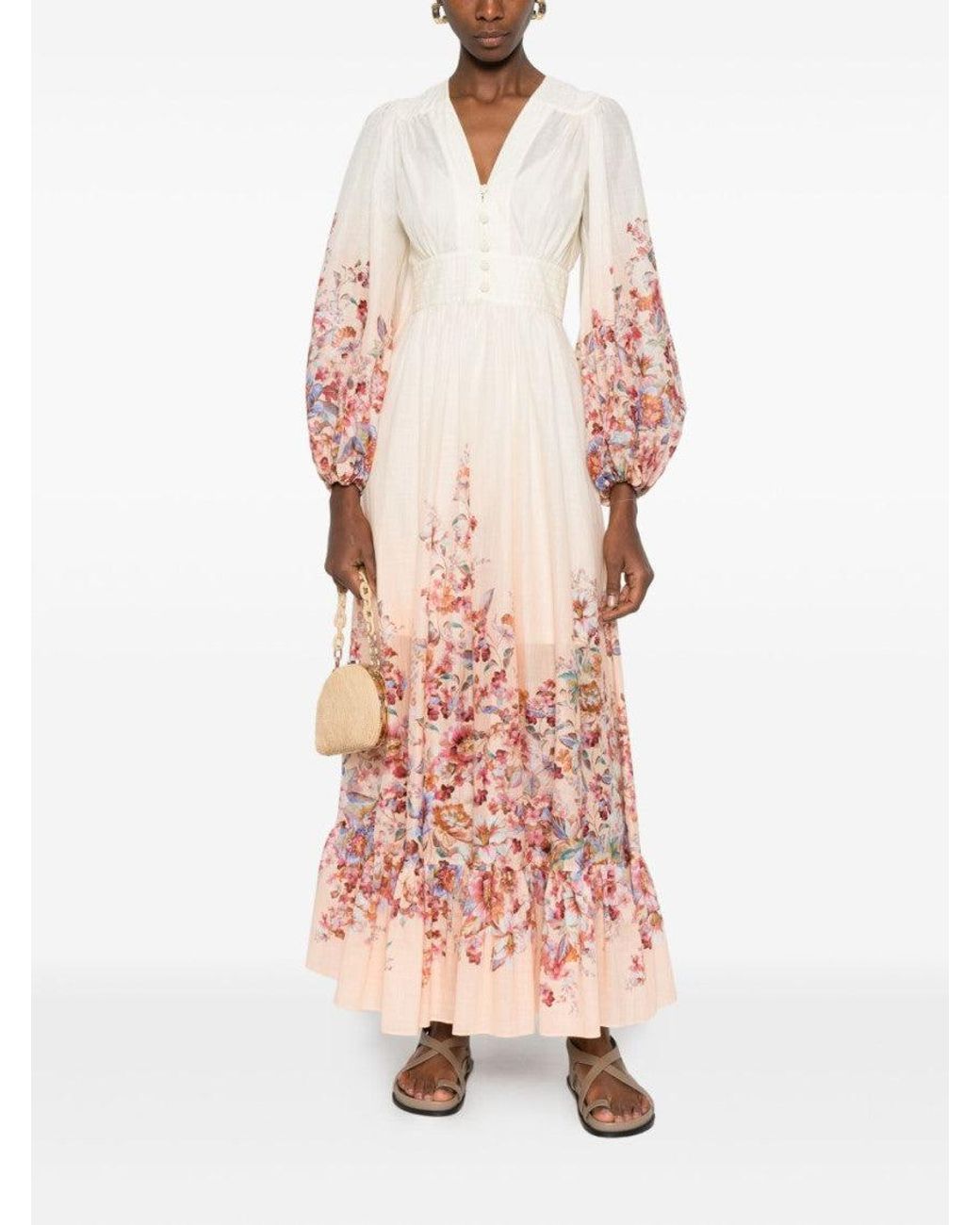 Zimmermann Pink Cream Printed Maxi Dress