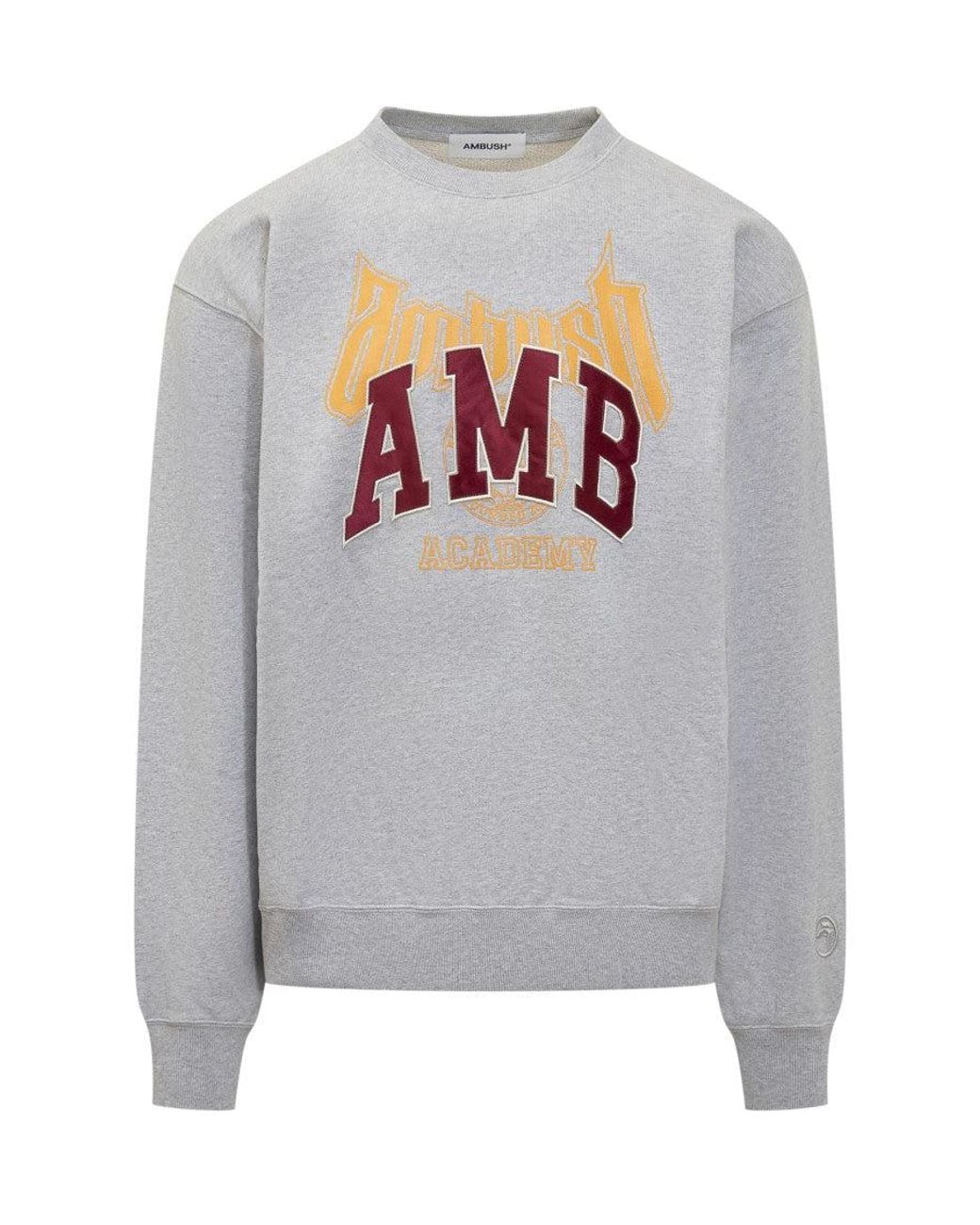 Ambush Gray Graphic Crew Neck Sweatshirt for men