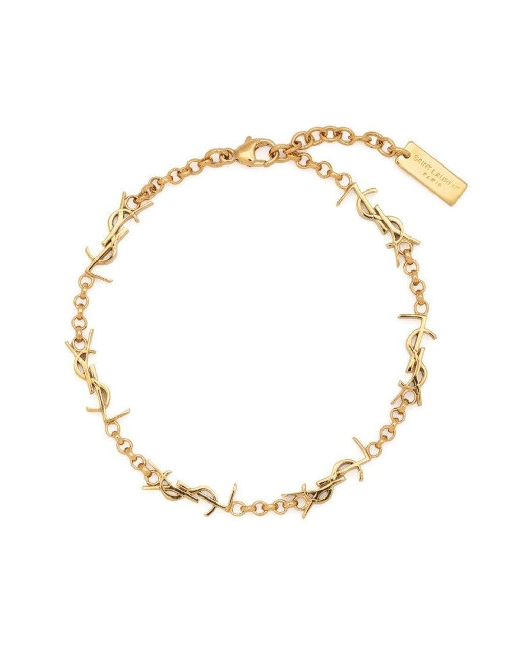 Saint Laurent Metallic Cassandre Link Bracelet