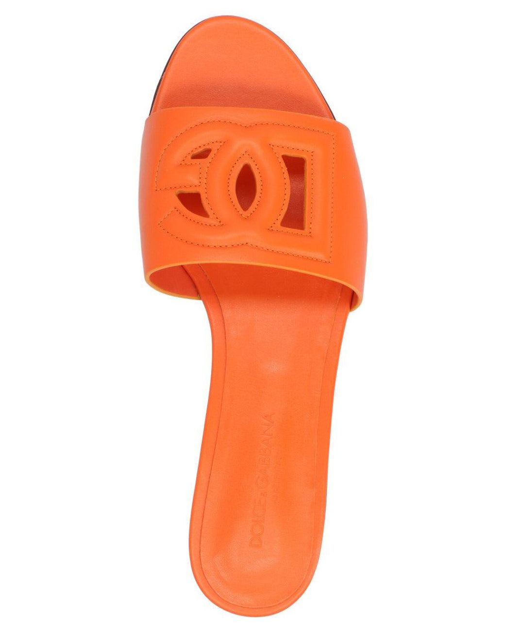 Dolce & Gabbana Orange Logo Sandals