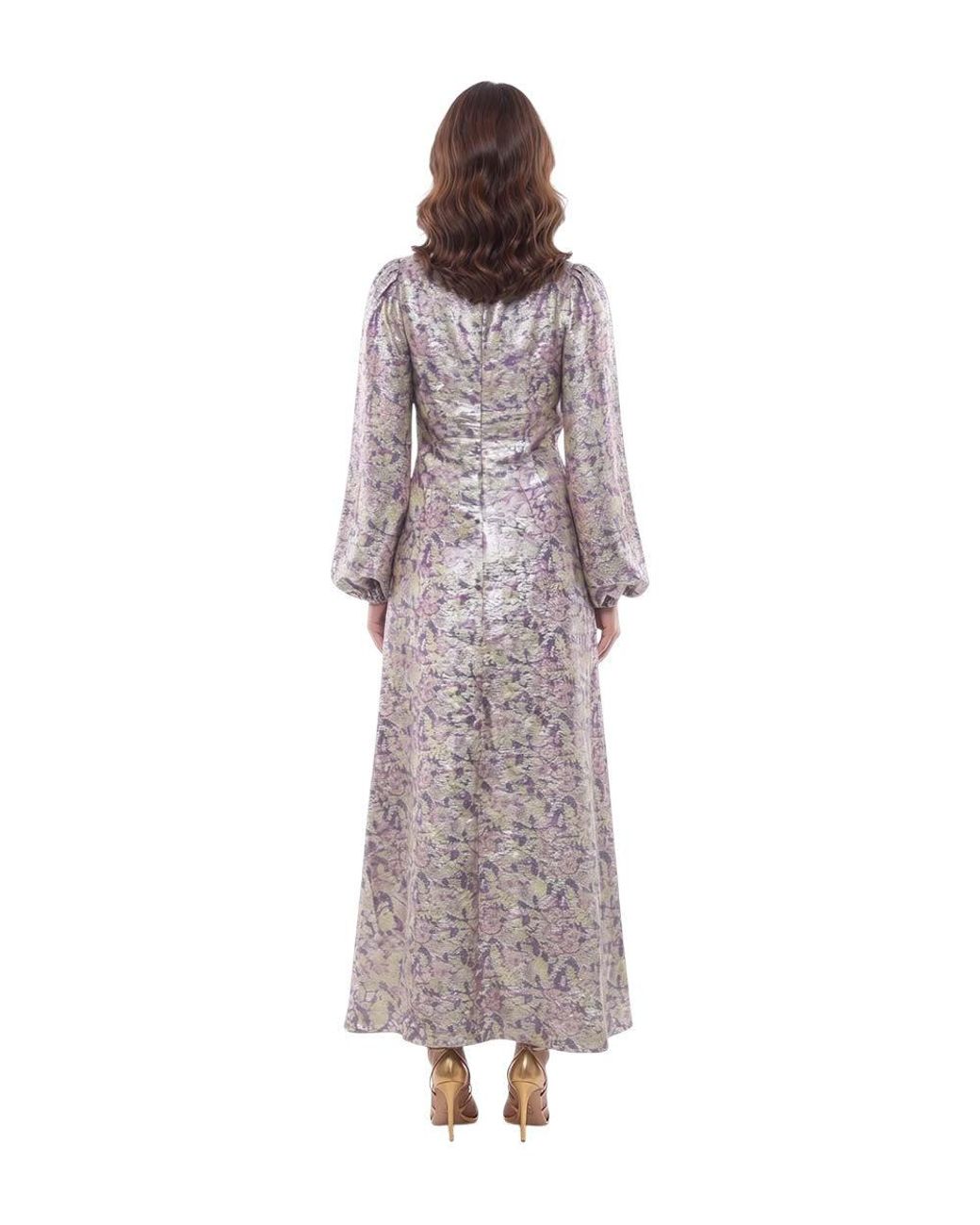 Stella McCartney Purple Floral V Neck Maxi Dress