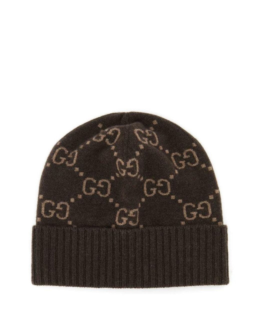 Gucci Brown Logo Beanie Hat