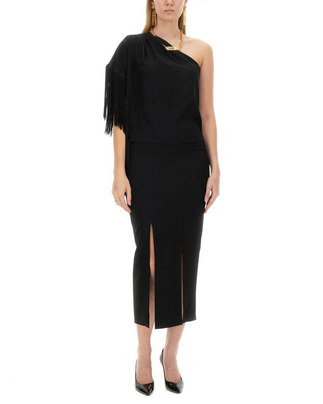 Moschino Black Solid One Shoulder Top
