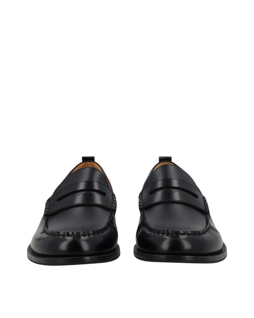 HUGO Black Leather Loafers for men