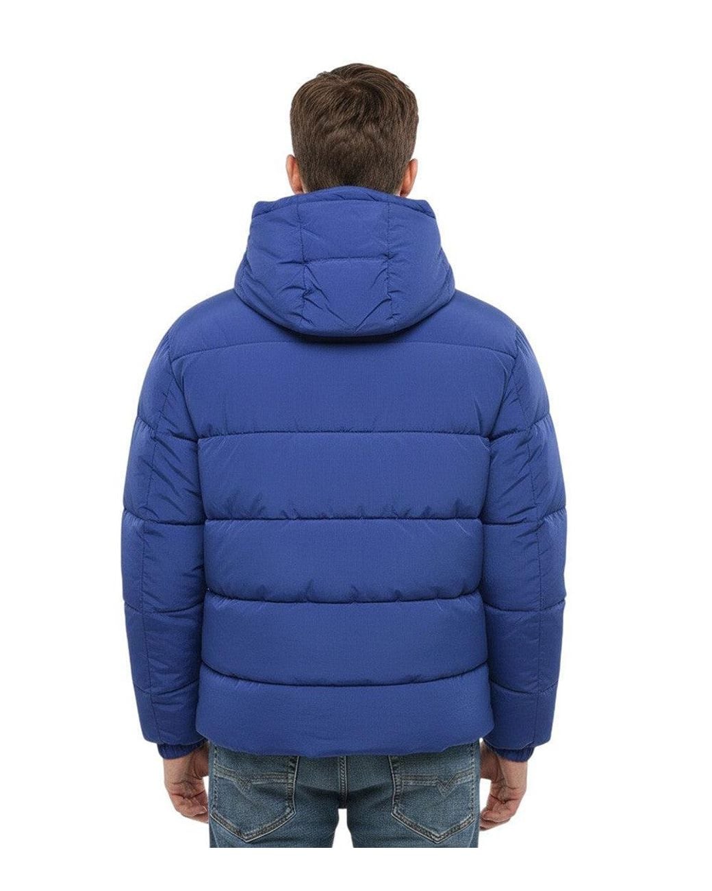 DIESEL Blue Quilted Hood Jacket for men