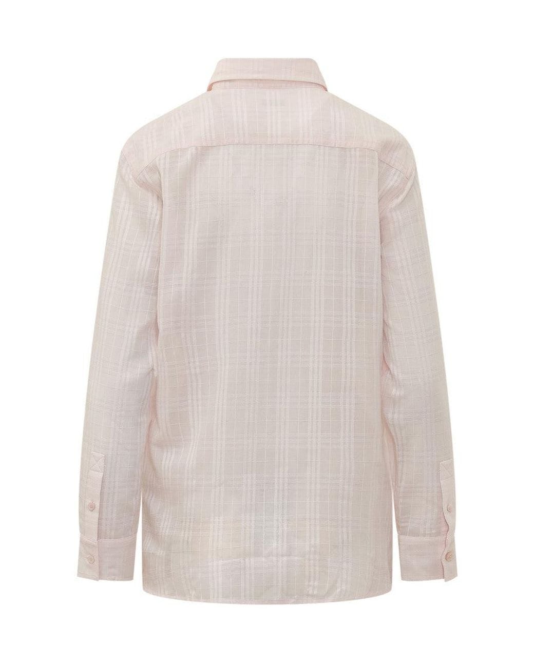 Burberry White Relaxed Checks Shirt