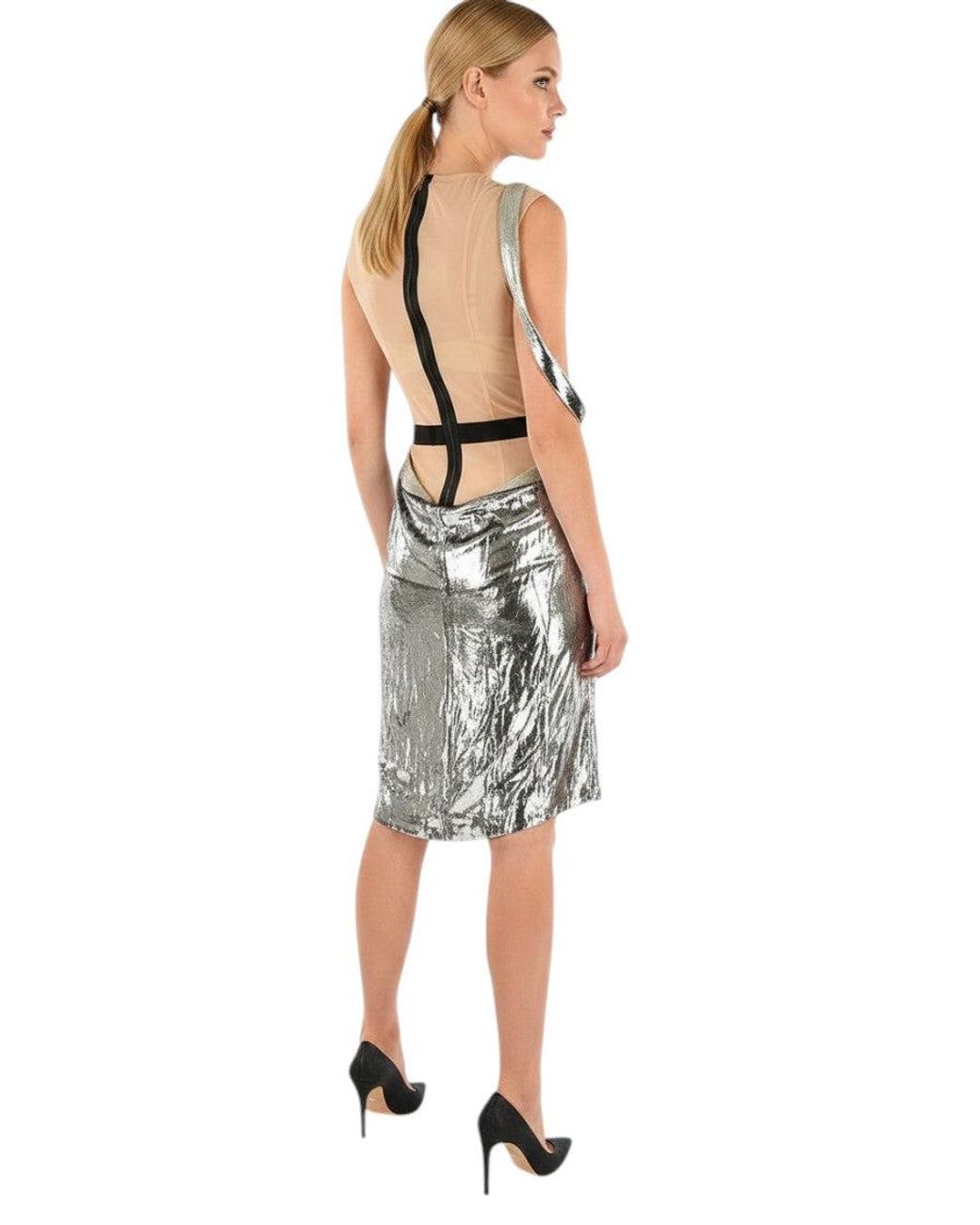 Maison Margiela Metallic One Shoulder Mini Dress