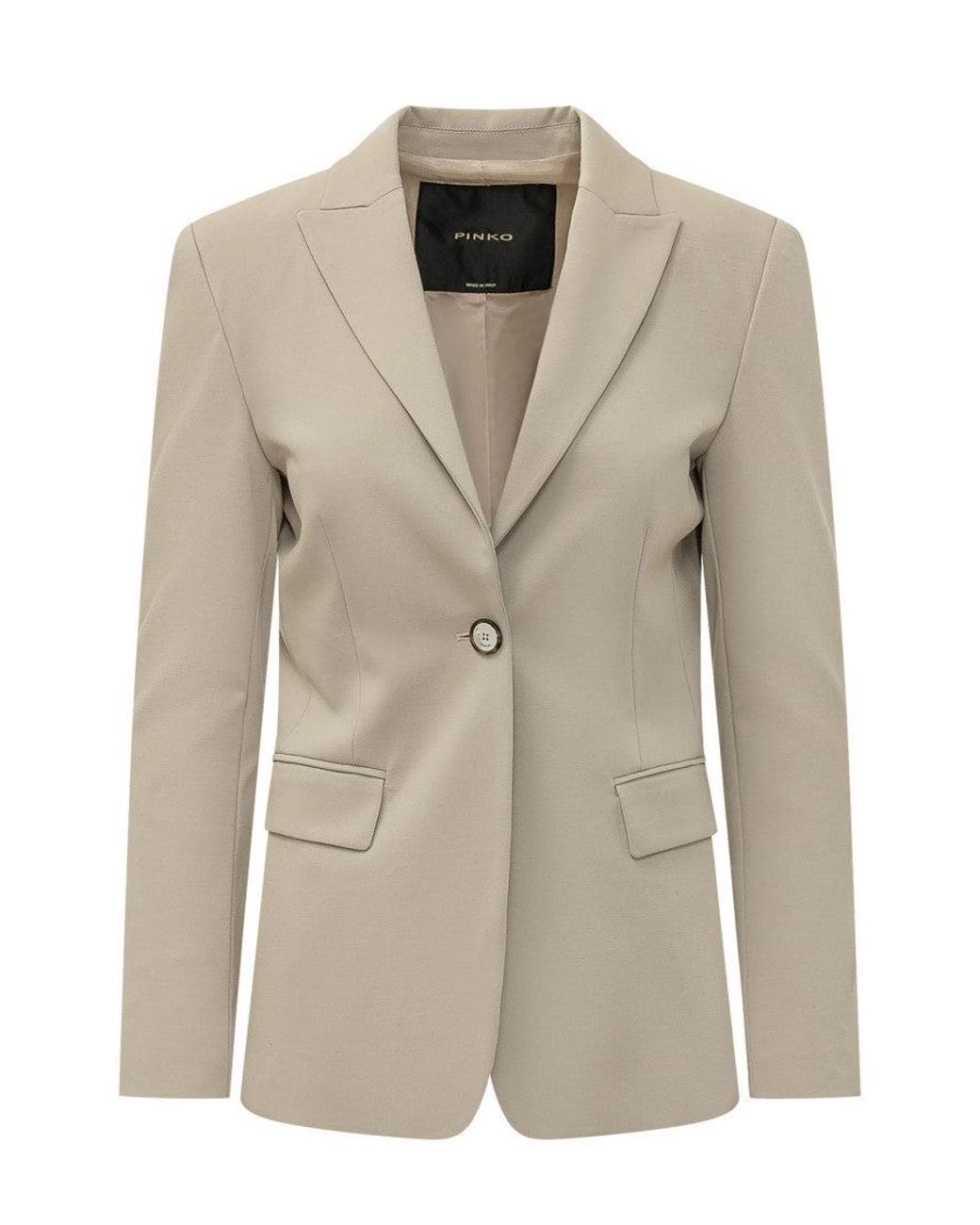 Pinko Natural Solid Notched Lapel Blazer
