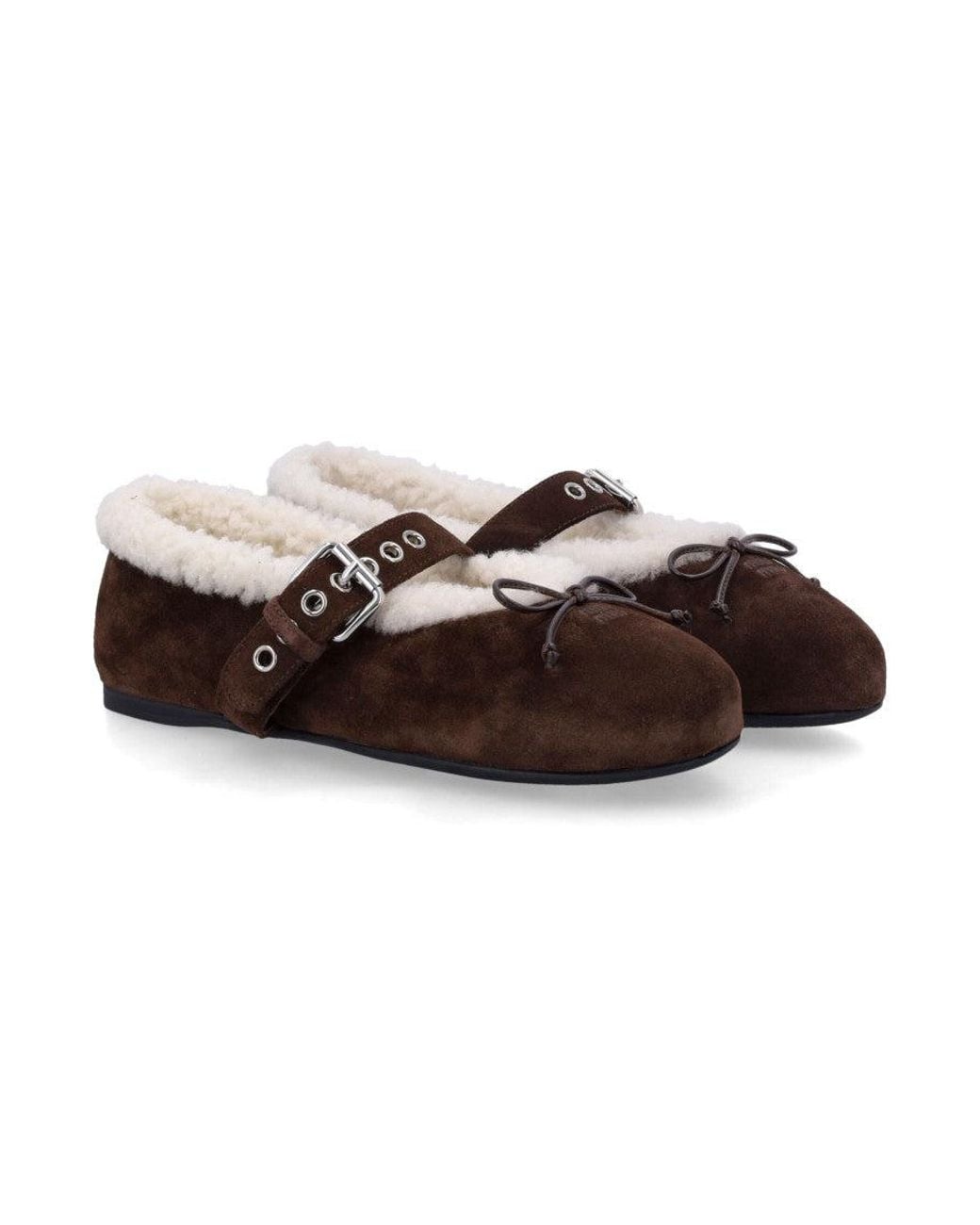 Miu Miu Brown Dark Bow Ballet Flats