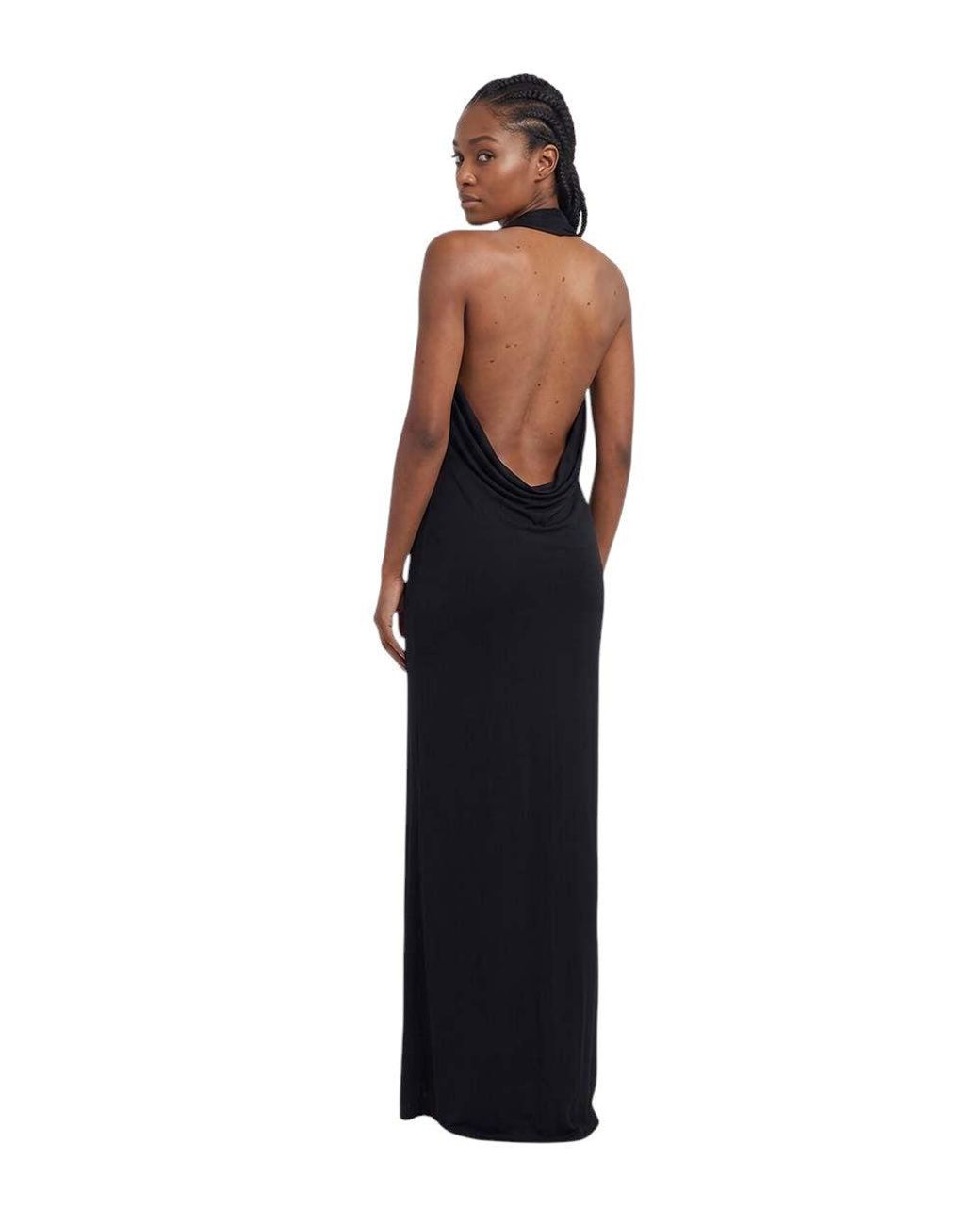 Saint Laurent Blue Halter Neck Full Length Dress