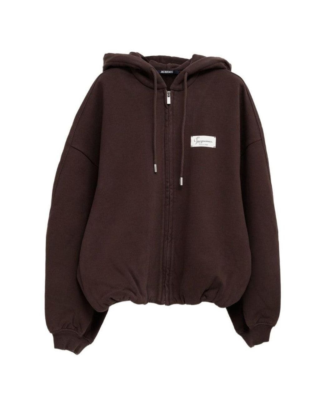 Jacquemus Brown Dark Zip Up Hoodie for men