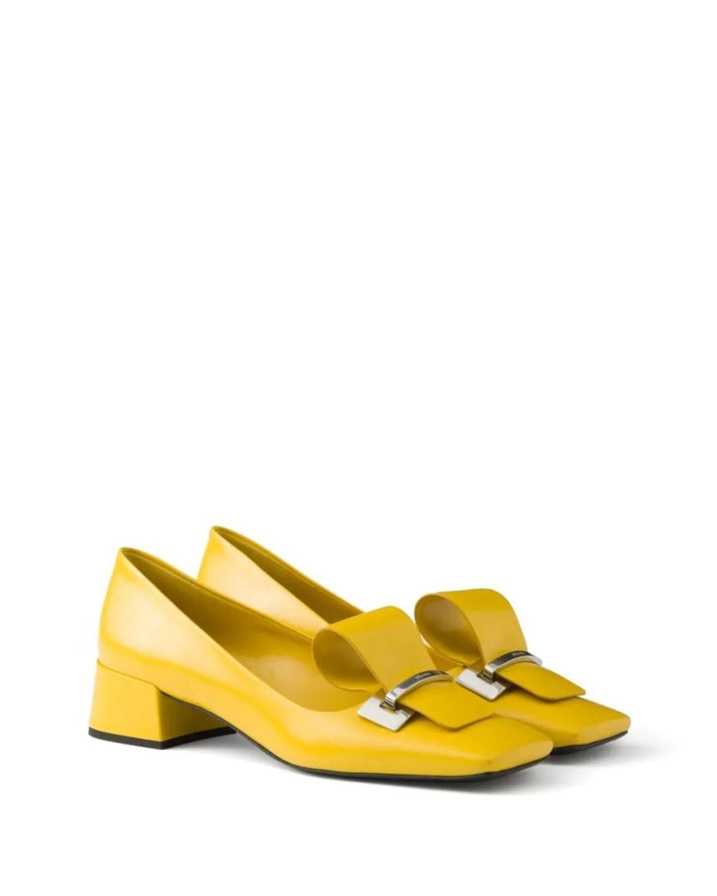 Prada Yellow 35Mm Brushed-Leather Pumps