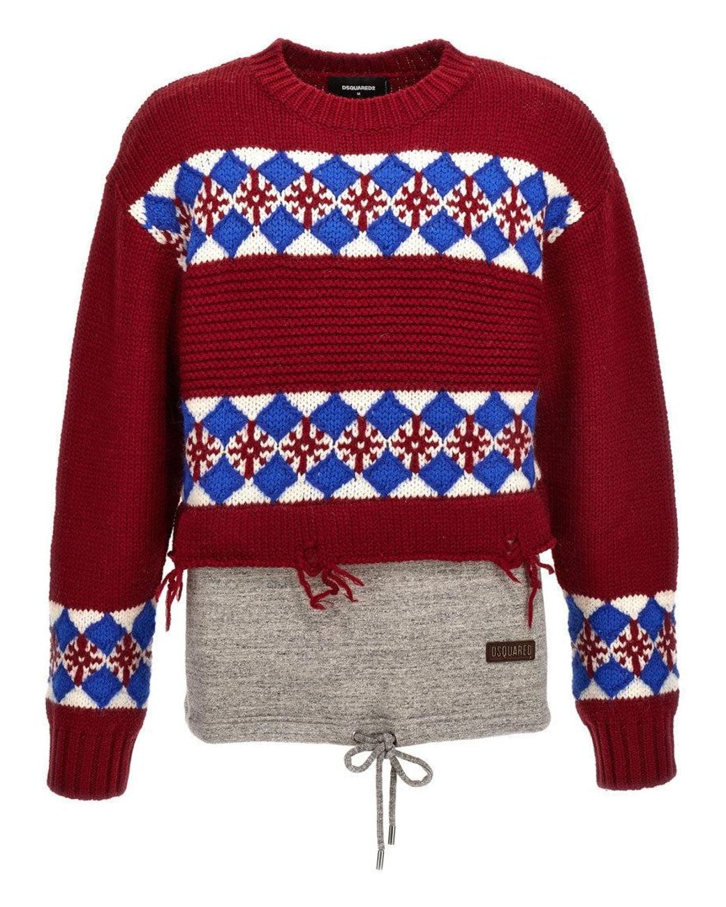 DSquared² Red Knitted Crew Neck Sweater for men