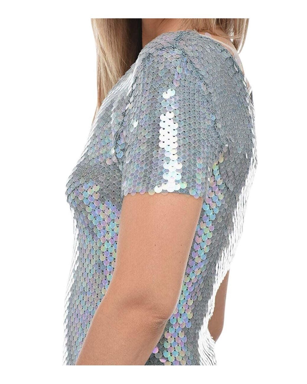 Maison Margiela Blue Embellished Boat Neck Midi Dress