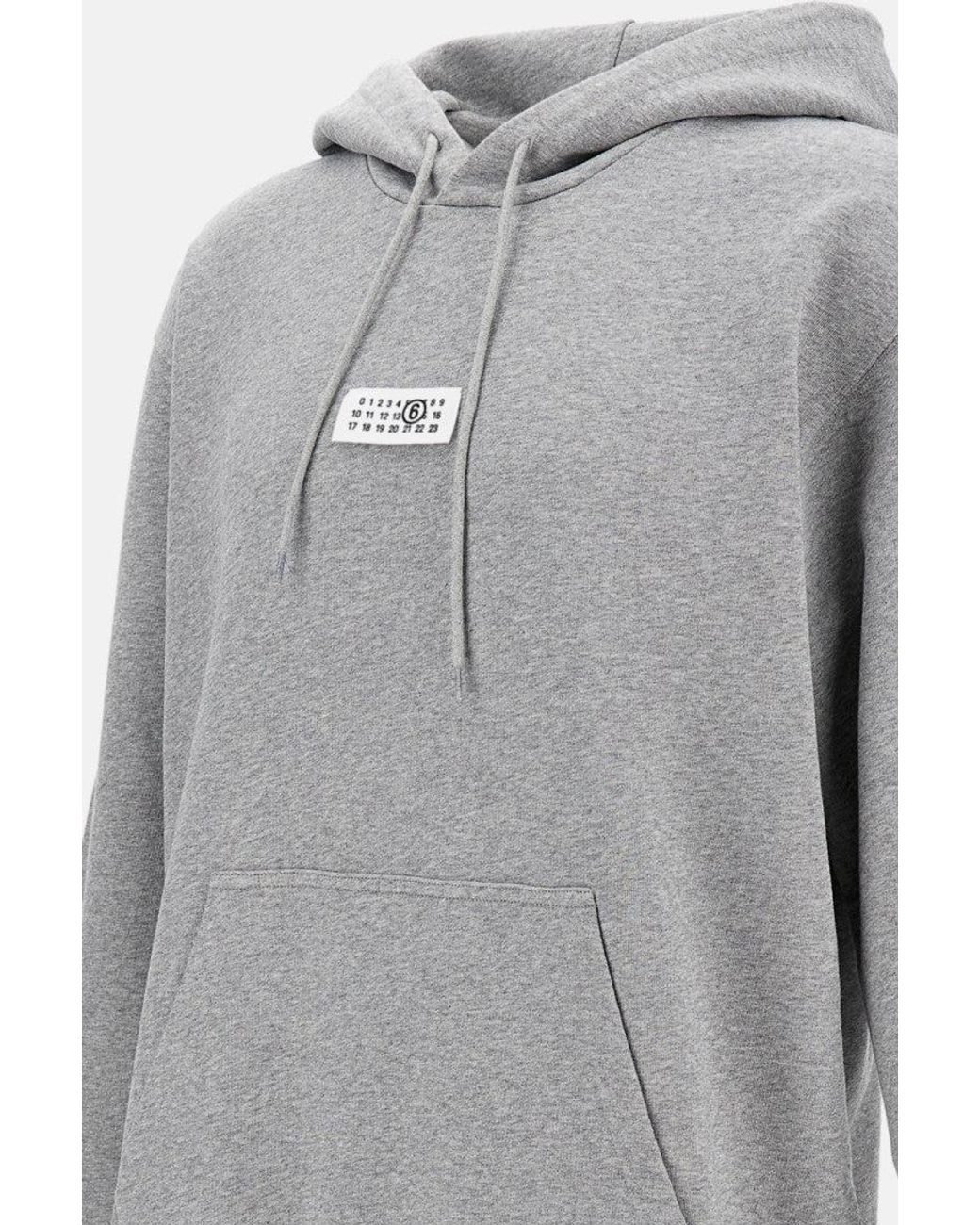 MM6 by Maison Margiela Gray Logo Patch Hoodie for men