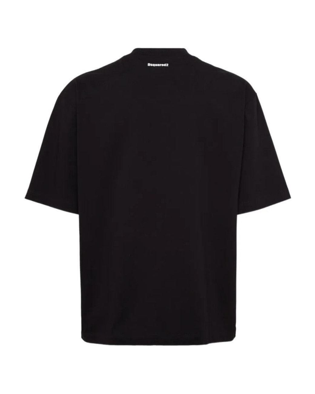 DSquared² Black Crewneck Graphic Print T-Shirt for men