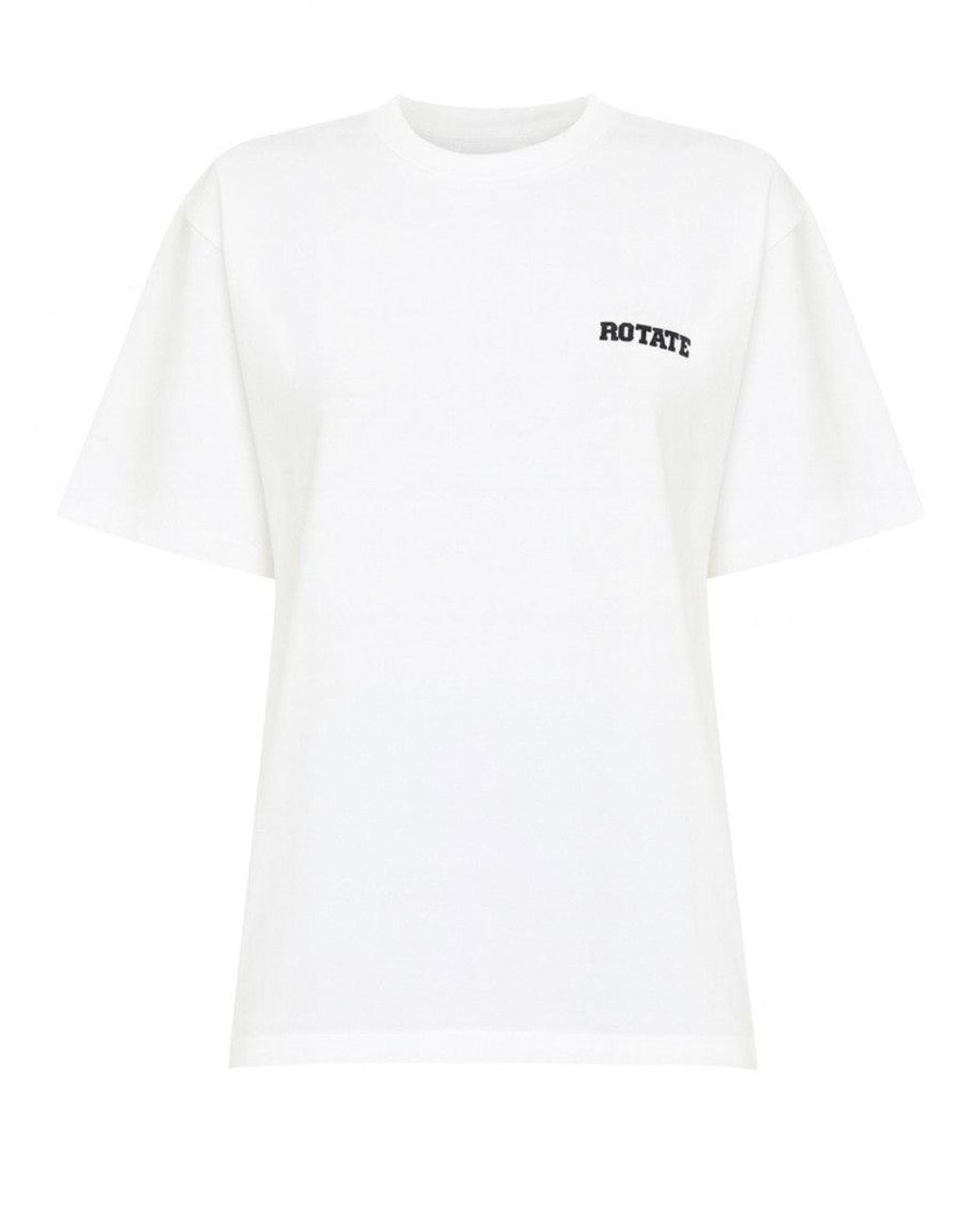 ROTATE BIRGER CHRISTENSEN White Graphic Crew Neck T-Shirt