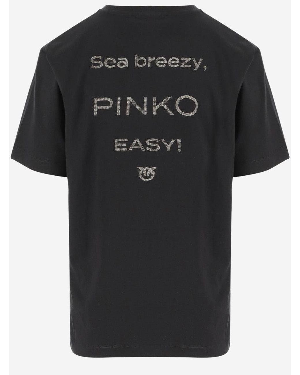 Pinko Black Logo-Detail Crew-Neck T-Shirt