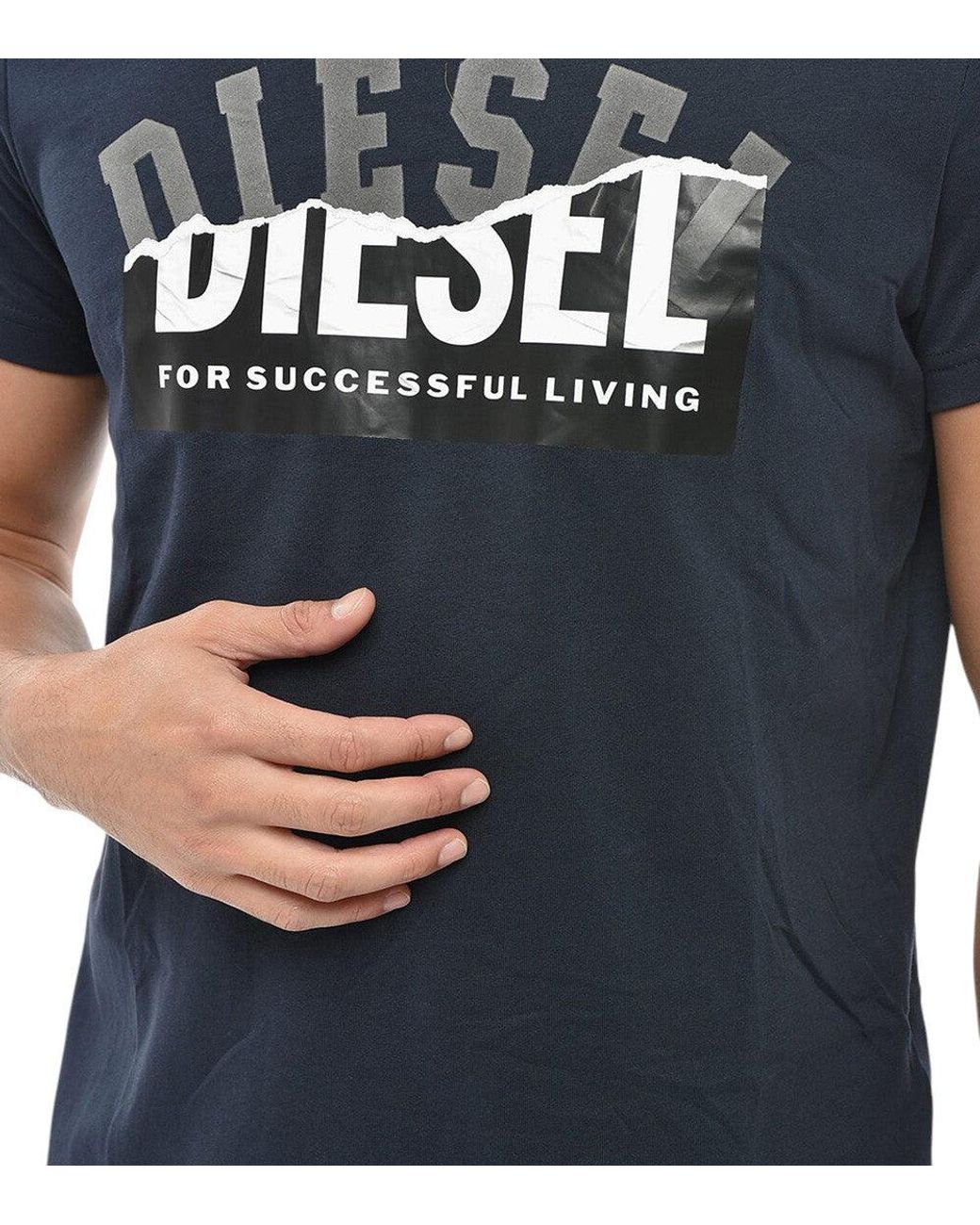 DIESEL Blue Graphic Logo T-Shirt for men