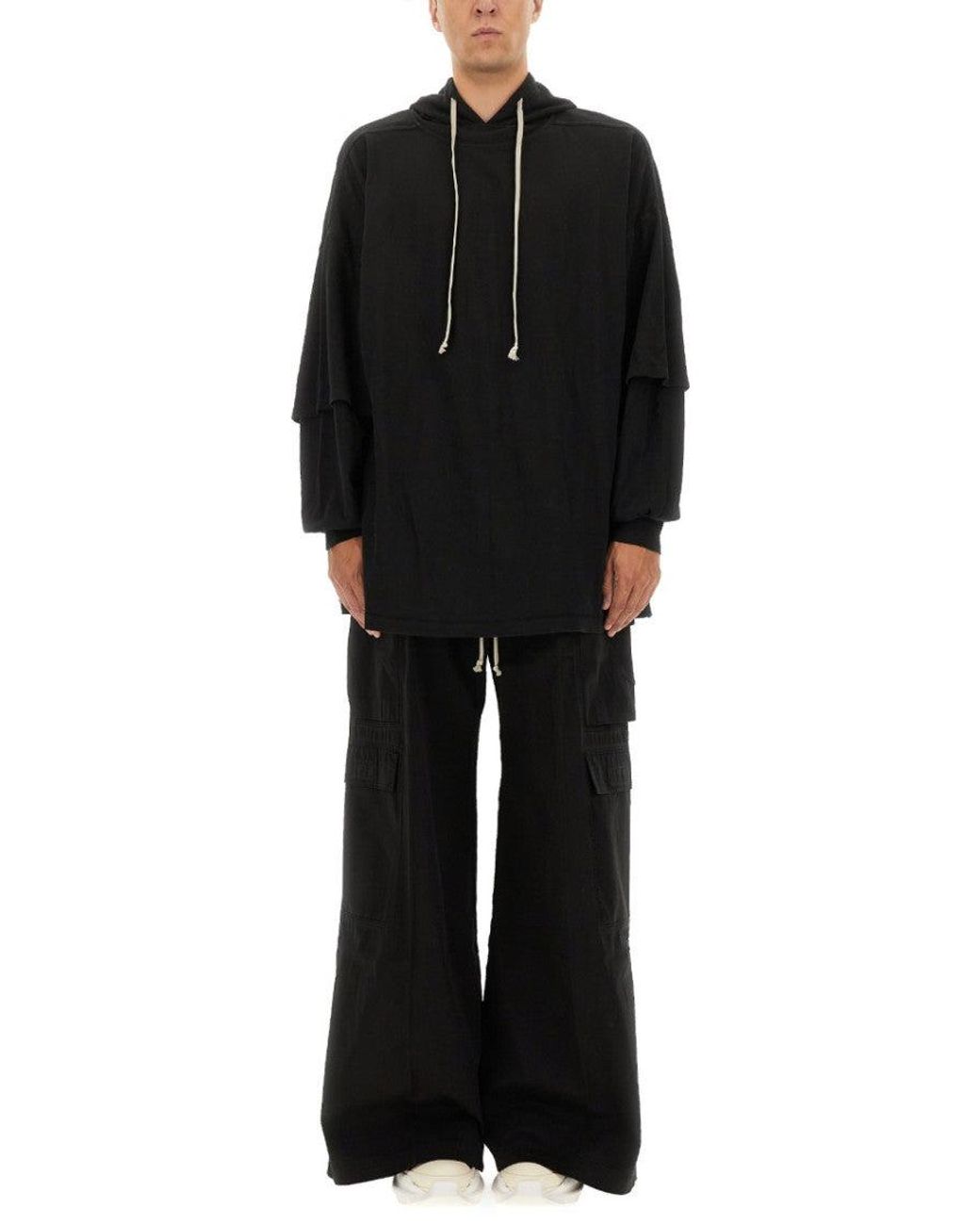Rick Owens Black Oversized Solid Hoodie for men