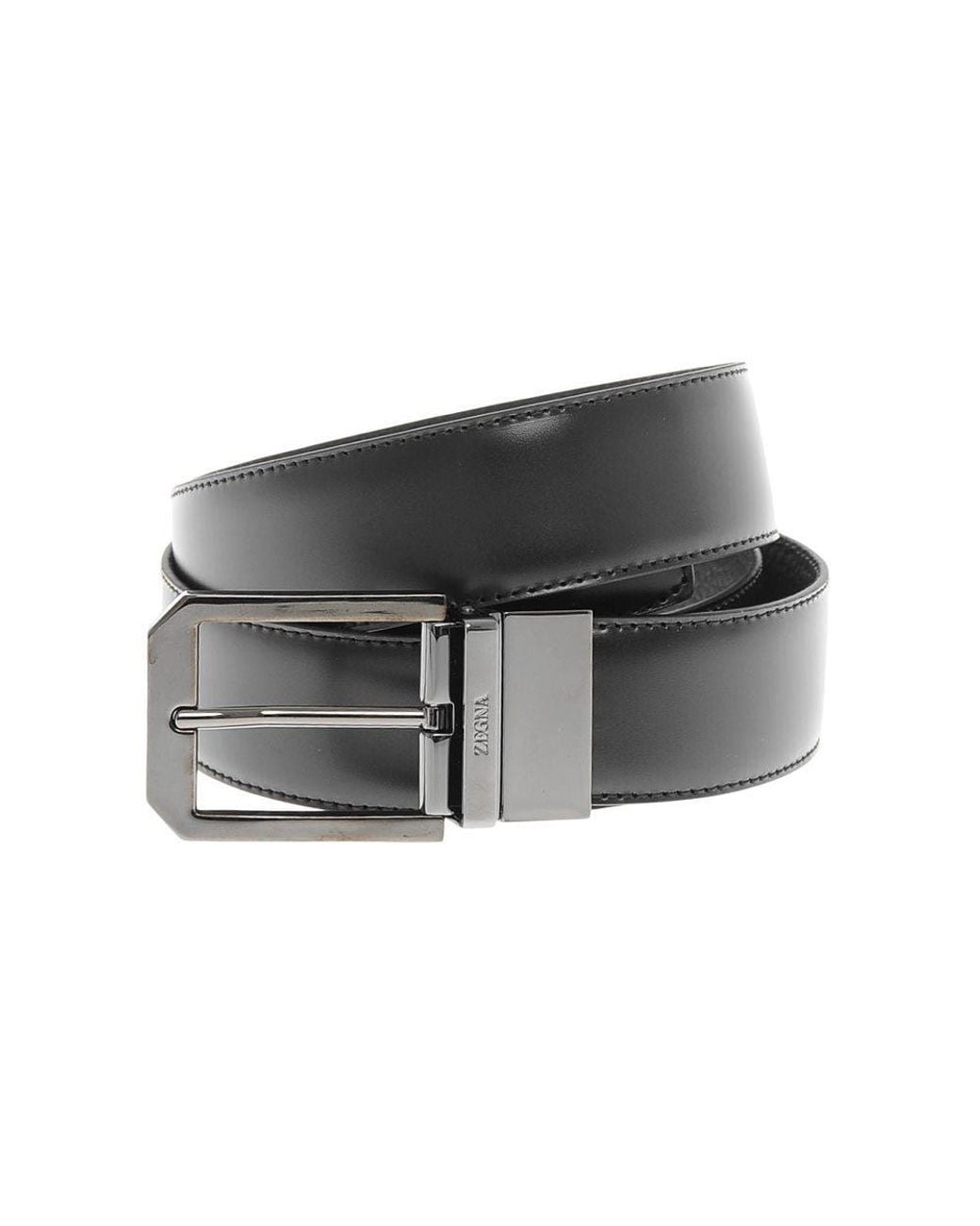 Zegna Gray Solid Formal Belt for men