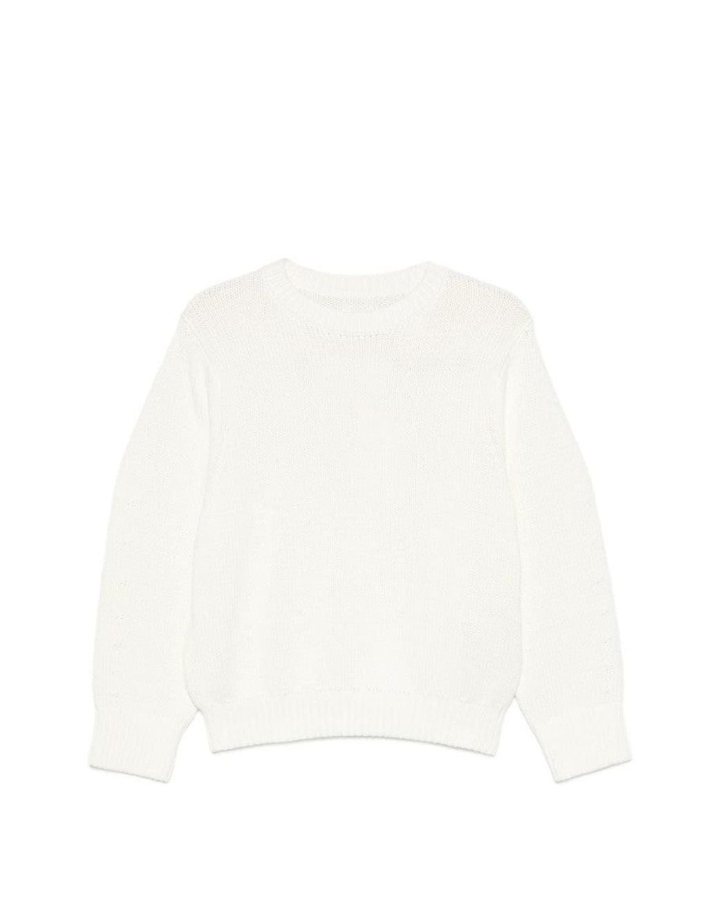 Totême White Knitted Crew Neck Sweater
