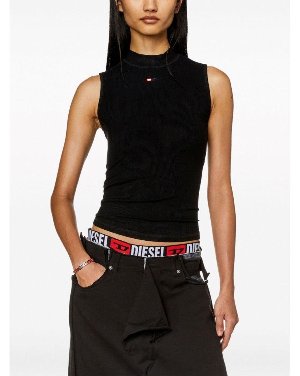 DIESEL Black T-Mokky Embroidered Tank Top