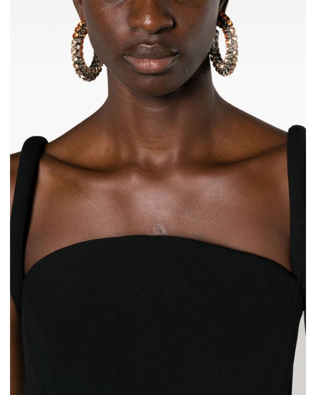Versace Black Satin Pencil Midi Dress